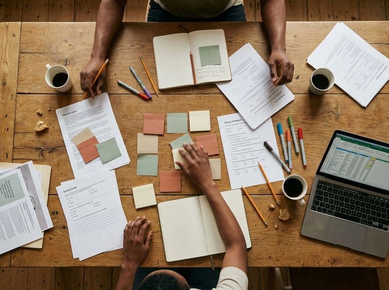 Organized research documents and data tables