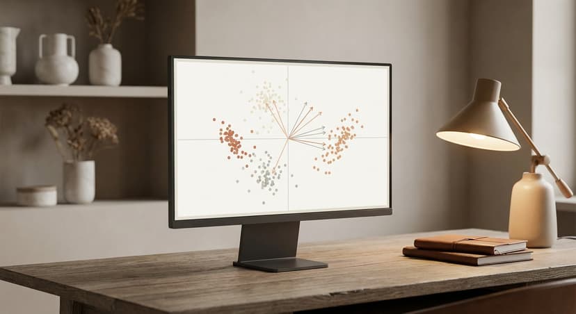 Data visualizations and charts on desk